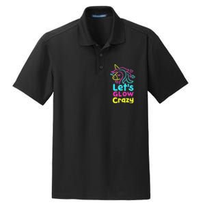 Neon Unicorn Lets Glow Crazy Retro 80s Group Party Squad Dry Zone Grid Polo