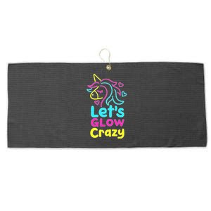 Neon Unicorn Lets Glow Crazy Retro 80s Group Party Squad Large Microfiber Waffle Golf Towel