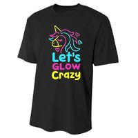 Neon Unicorn Lets Glow Crazy Retro 80s Group Party Squad Performance Sprint T-Shirt