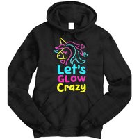 Neon Unicorn Lets Glow Crazy Retro 80s Group Party Squad Tie Dye Hoodie