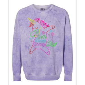 Neon Unicorn Let's Glow Crazy Retro 80s Group Party Squad Colorblast Crewneck Sweatshirt