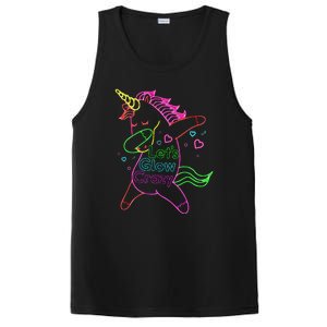 Neon Unicorn Let's Glow Crazy Retro 80s Group Party Squad PosiCharge Competitor Tank