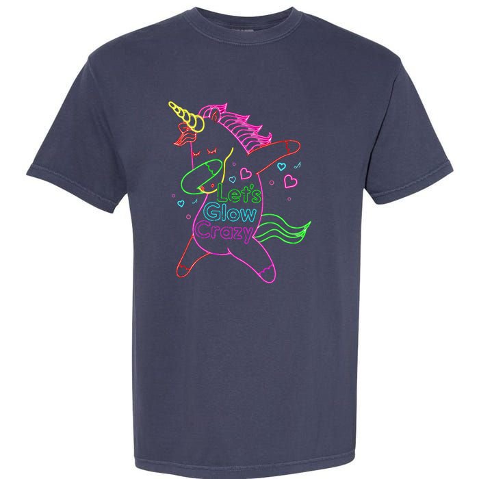 Neon Unicorn Let's Glow Crazy Retro 80s Group Party Squad Garment-Dyed Heavyweight T-Shirt