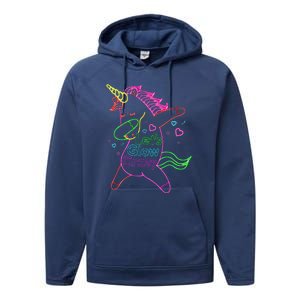 Neon Unicorn Let's Glow Crazy Retro 80s Group Party Squad Performance Fleece Hoodie