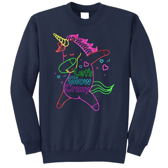 Neon Unicorn Let's Glow Crazy Retro 80s Group Party Squad Sweatshirt