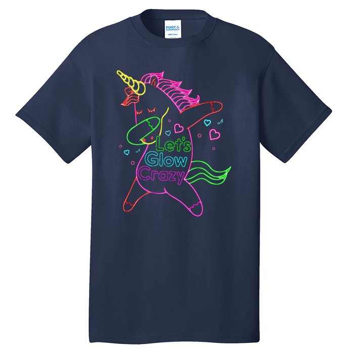 Neon Unicorn Let's Glow Crazy Retro 80s Group Party Squad Tall T-Shirt