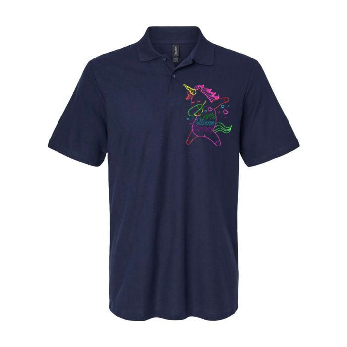 Neon Unicorn Let's Glow Crazy Retro 80s Group Party Squad Softstyle Adult Sport Polo