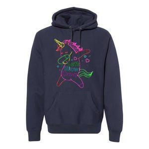 Neon Unicorn Let's Glow Crazy Retro 80s Group Party Squad Premium Hoodie