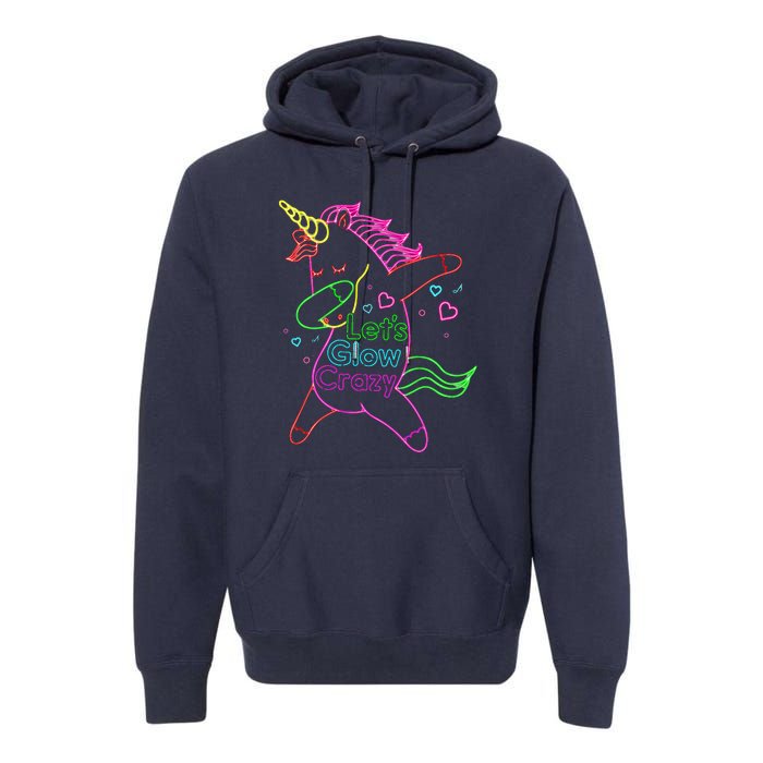 Neon Unicorn Let's Glow Crazy Retro 80s Group Party Squad Premium Hoodie