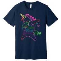 Neon Unicorn Let's Glow Crazy Retro 80s Group Party Squad Premium T-Shirt