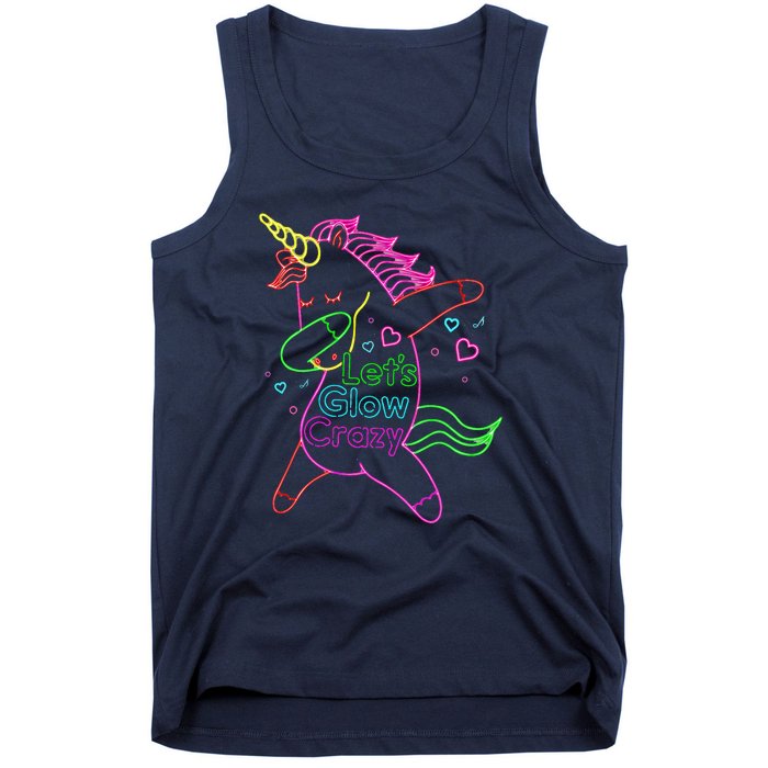 Neon Unicorn Let's Glow Crazy Retro 80s Group Party Squad Tank Top