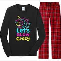 Neon Unicorn Let's Glow Crazy Retro 80s Group Party Squad Long Sleeve Pajama Set