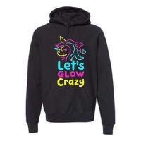 Neon Unicorn Let's Glow Crazy Retro 80s Group Party Squad Premium Hoodie