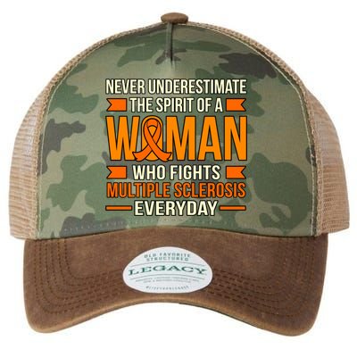 Never Underestimate Multiple Sclerosis Awareness Graphic Gift Legacy Tie Dye Trucker Hat