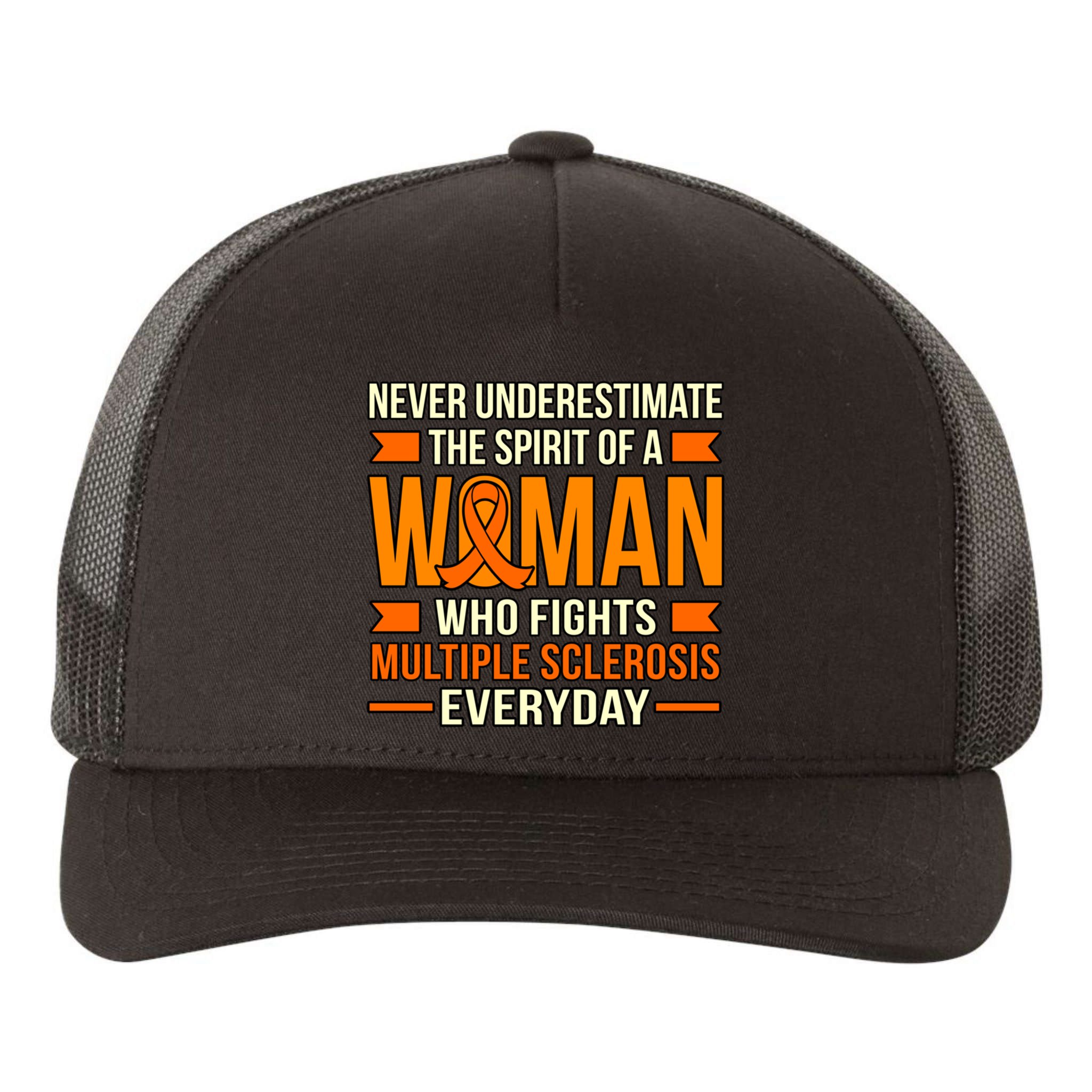 Never Underestimate Multiple Sclerosis Awareness Graphic Gift Yupoong Adult 5-Panel Trucker Hat