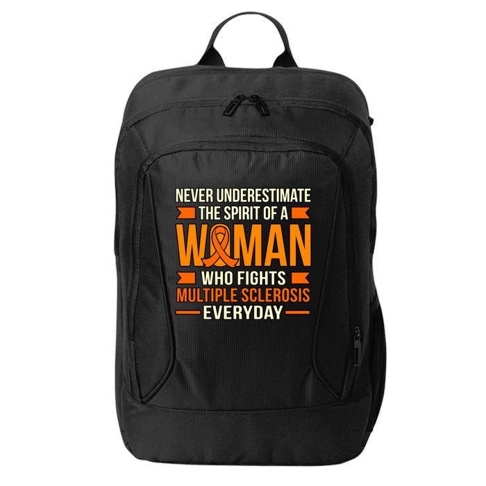 Never Underestimate Multiple Sclerosis Awareness Graphic Gift City Backpack