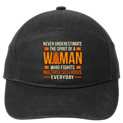 Never Underestimate Multiple Sclerosis Awareness Graphic Gift 7-Panel Snapback Hat