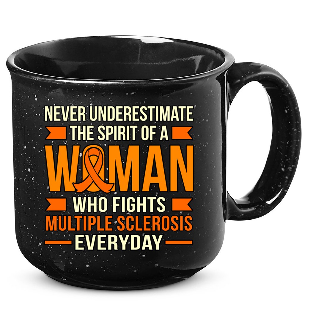 Never Underestimate Multiple Sclerosis Awareness Graphic Gift 15oz Campfire Ceramic Mug