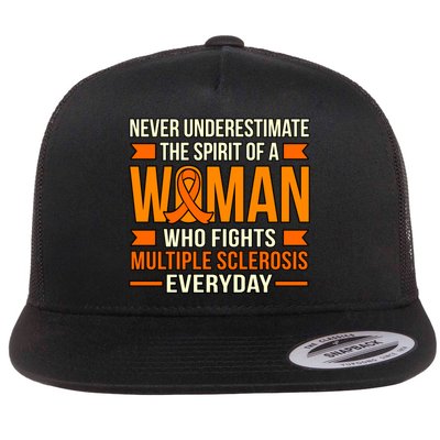 Never Underestimate Multiple Sclerosis Awareness Graphic Gift Flatbill Hat