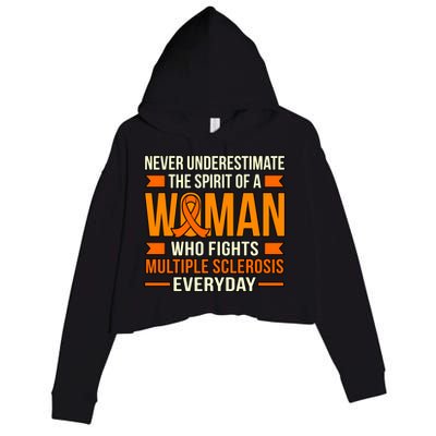 Never Underestimate Multiple Sclerosis Awareness Graphic Gift Crop Fleece Hoodie