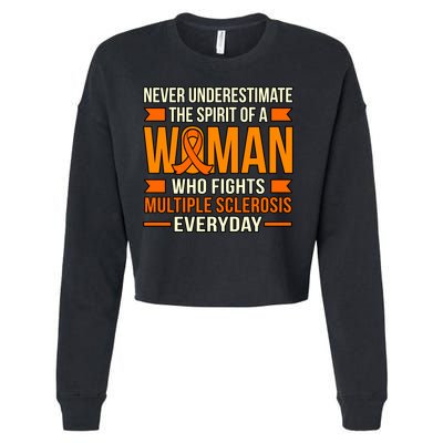 Never Underestimate Multiple Sclerosis Awareness Graphic Gift Cropped Pullover Crew