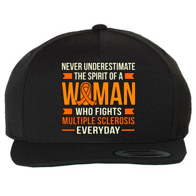 Never Underestimate Multiple Sclerosis Awareness Graphic Gift Wool Snapback Cap