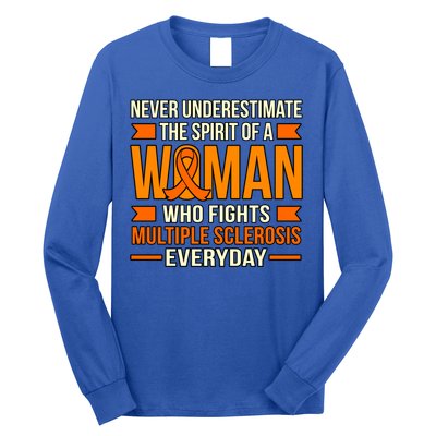 Never Underestimate Multiple Sclerosis Awareness Graphic Gift Long Sleeve Shirt