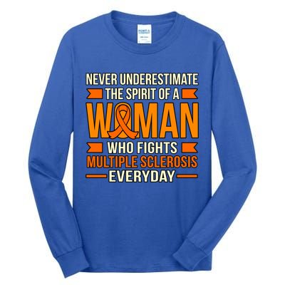 Never Underestimate Multiple Sclerosis Awareness Graphic Gift Tall Long Sleeve T-Shirt
