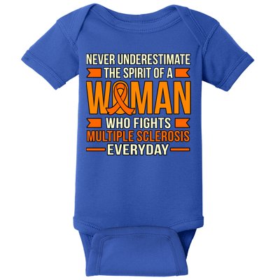 Never Underestimate Multiple Sclerosis Awareness Graphic Gift Baby Bodysuit