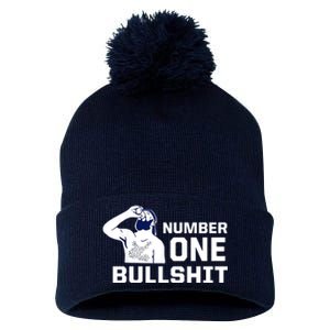 Number One Bullshit Funny Pom Pom 12in Knit Beanie