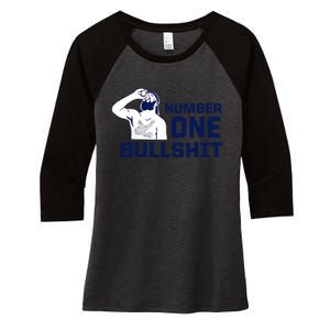 Number One Bullshit Funny Women's Tri-Blend 3/4-Sleeve Raglan Shirt