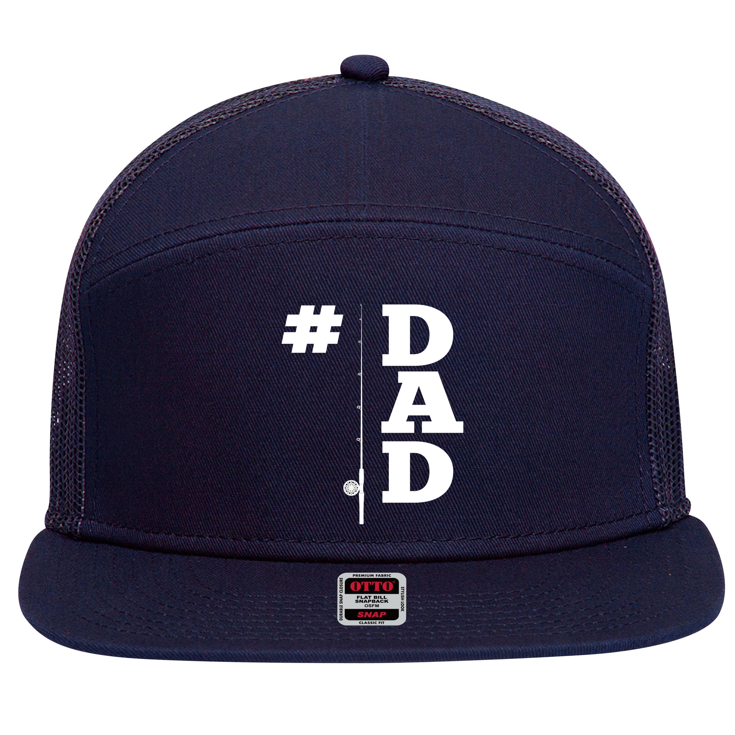 Number One Fishing Dad  7 Panel Mesh Trucker Snapback Hat