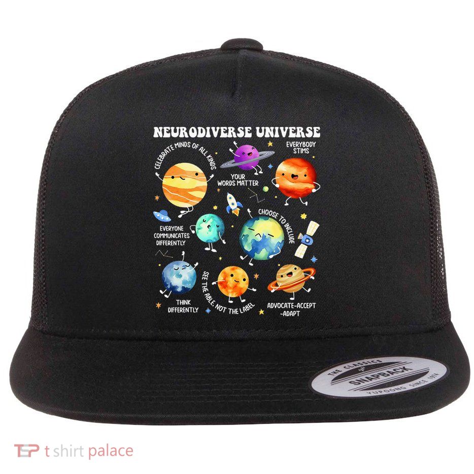 Neurodiverse Universe Neurodiversity Autism Awareness Flat Bill Trucker Hat