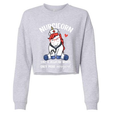 Nursicorn Unicorn Nurse Nursing Magical Rn Gift Cropped Pullover Crew