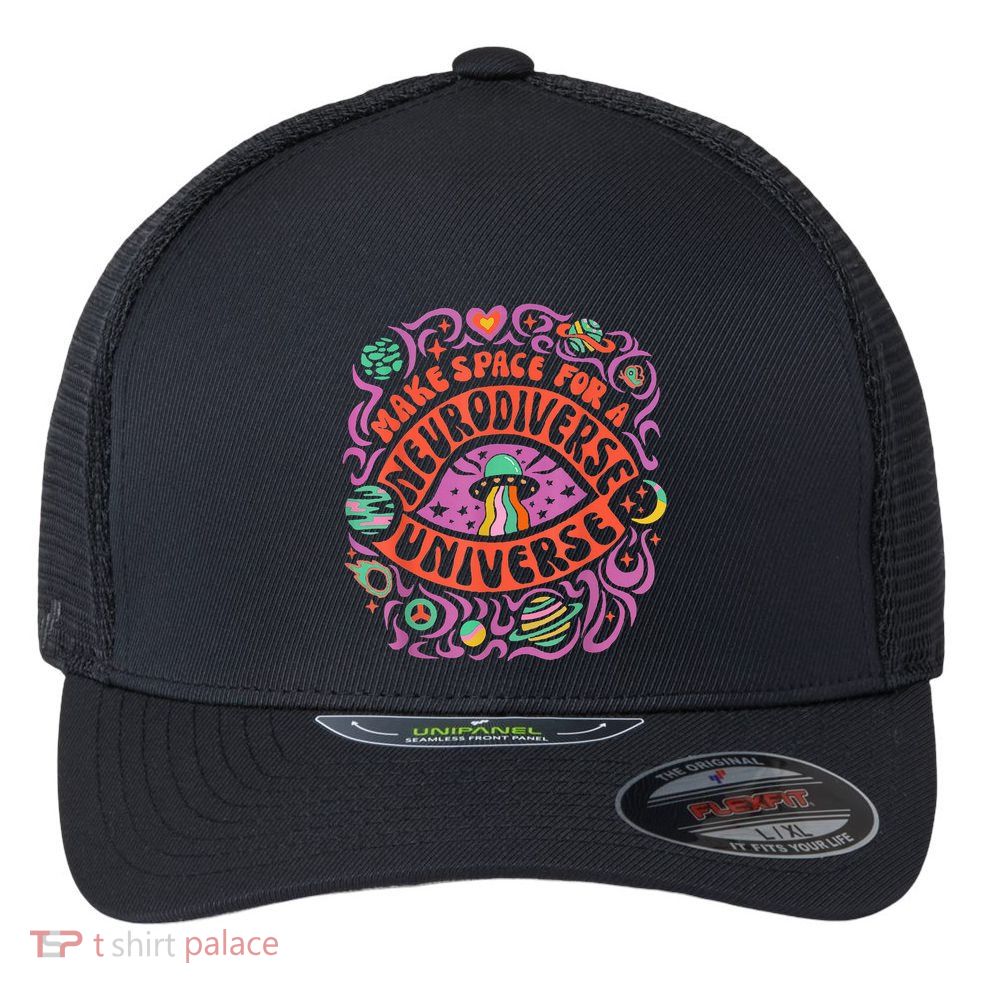 Neurodiverse Universe Neurodiversity Adhd Autism Awareness Flexfit Unipanel Trucker Cap