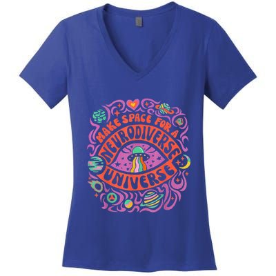 Neurodiverse Universe Neurodiversity Adhd Autism Awareness Women's V-Neck T-Shirt