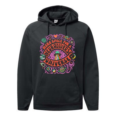 Neurodiverse Universe Neurodiversity Adhd Autism Awareness Performance Fleece Hoodie