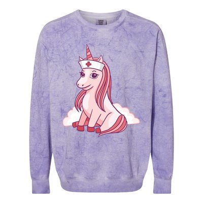 Nurse Unicorn Nursicorn Gift Colorblast Crewneck Sweatshirt