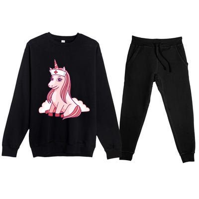 Nurse Unicorn Nursicorn Gift Premium Crewneck Sweatsuit Set