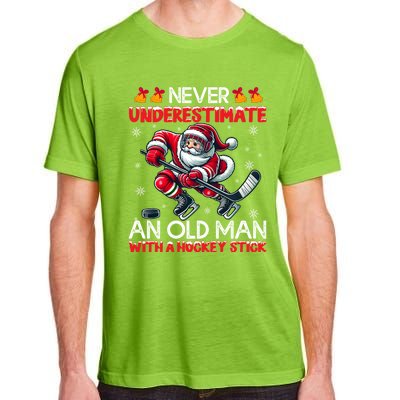 Never Underestimate Old Hockey Stick Santa Snowflakes Cool Gift Adult ChromaSoft Performance T-Shirt