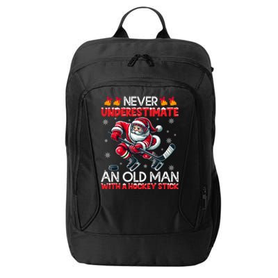 Never Underestimate Old Hockey Stick Santa Snowflakes Cool Gift City Backpack