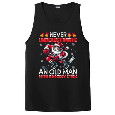 Never Underestimate Old Hockey Stick Santa Snowflakes Cool Gift PosiCharge Competitor Tank