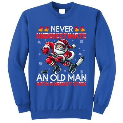 Never Underestimate Old Hockey Stick Santa Snowflakes Cool Gift Sweatshirt