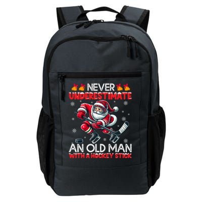 Never Underestimate Old Hockey Stick Santa Snowflakes Cool Gift Daily Commute Backpack