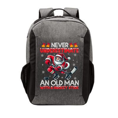 Never Underestimate Old Hockey Stick Santa Snowflakes Cool Gift Vector Backpack