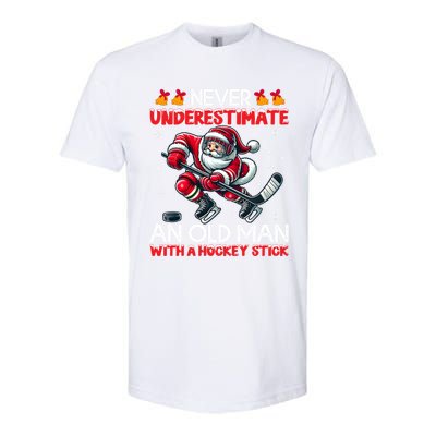 Never Underestimate Old Hockey Stick Santa Snowflakes Cool Gift Softstyle CVC T-Shirt