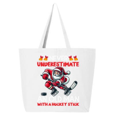 Never Underestimate Old Hockey Stick Santa Snowflakes Cool Gift 25L Jumbo Tote