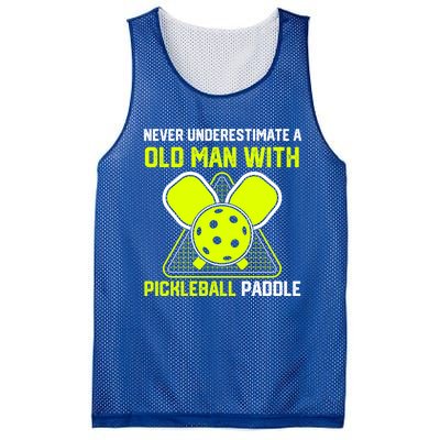 Never Underestimate Old Pickleball Racket Paddle Dad Cool Gift Mesh Reversible Basketball Jersey Tank