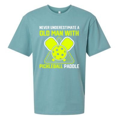 Never Underestimate Old Pickleball Racket Paddle Dad Cool Gift Sueded Cloud Jersey T-Shirt