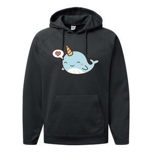 Narwhal Unicorn Of The Sea Kids Women Gifts Performance Fleece Hoodie